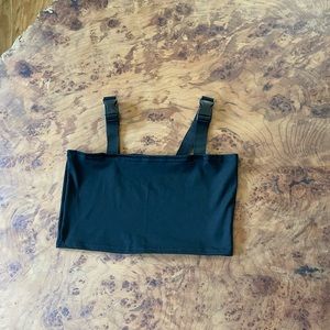 Black cropped tank top with strap buckles, no brand size medium never been worn